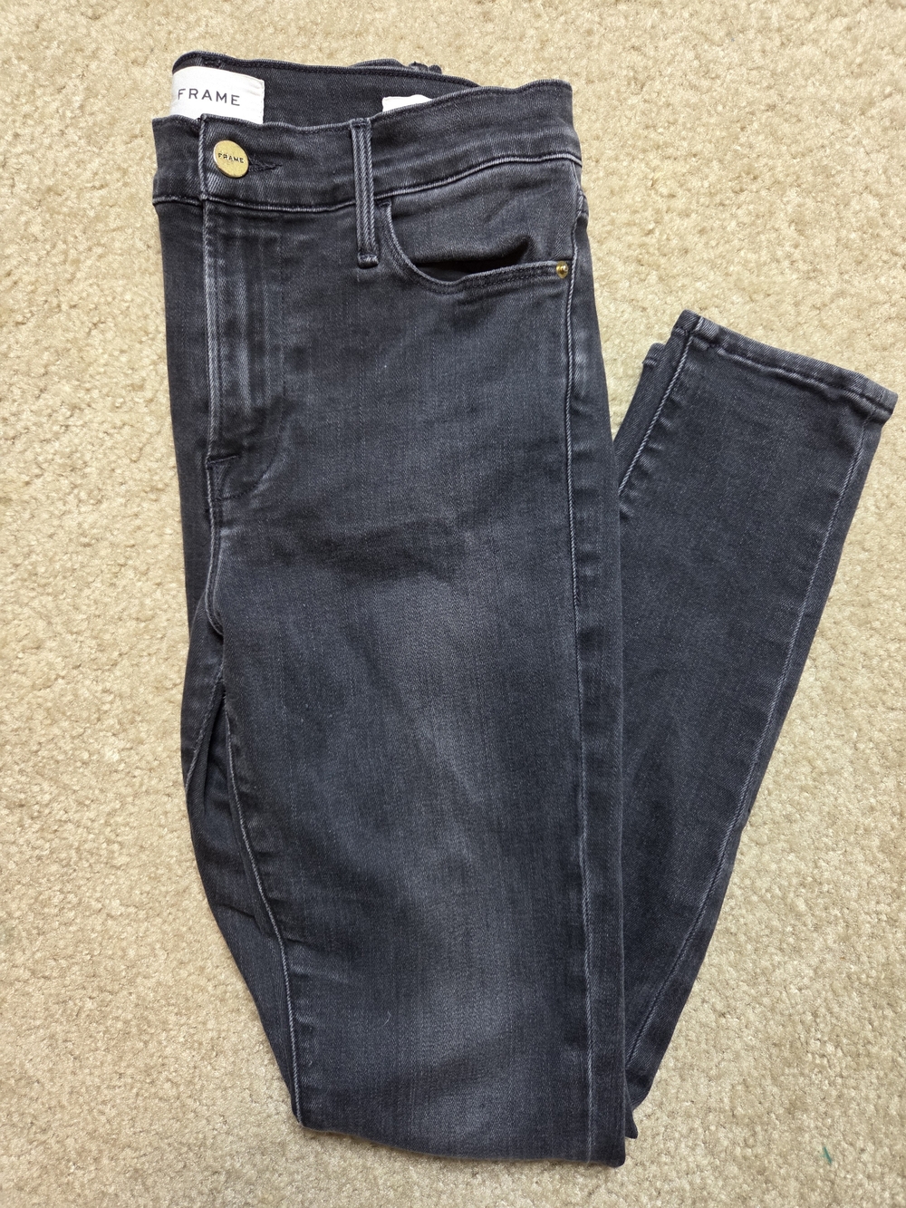 FRAME Denim Le High Skinny Jeans Black High Waist Casual Size 27